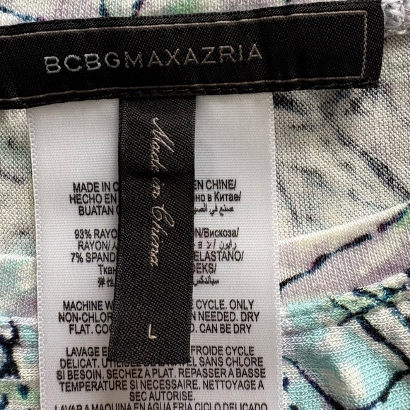 BCBGMaxAzria Winter Forest print Bodycon blue & white long-sleeve dress - size L - Picture 3 of 9